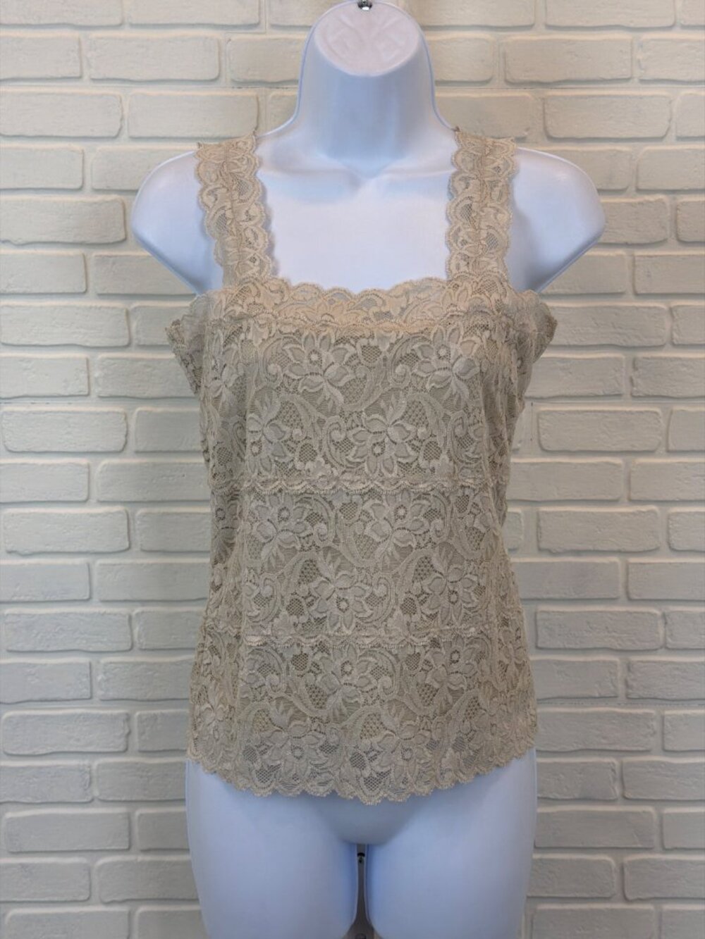 Sigrid Olsen Lace Tank Cream Scalloped Trim XS